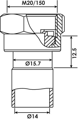 Raccord Gaz 2 pièces 20x150 pour tube Ø14mm